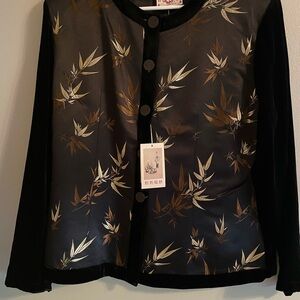 Vintage Authentic Silk and Corduroy Japanese Embroidered Jacket